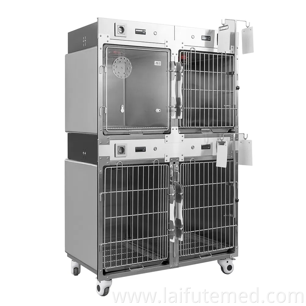 High Quality Stainless Steel Medical Cage Animal Pet Infrared Therapy Inpatient Intensive Care Oxygen for Vet Clinic Veterinary Cage